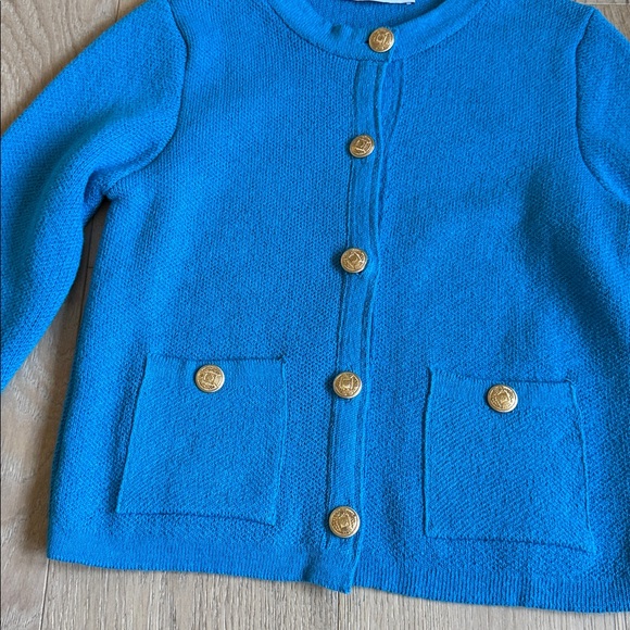 Zara Blue Cardigan with Gold Buttons - Picture 3 of 4